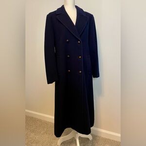 Vintage Forecaster of Boston Navy Blue Pure Wool Trench Coat Women’s Siz…